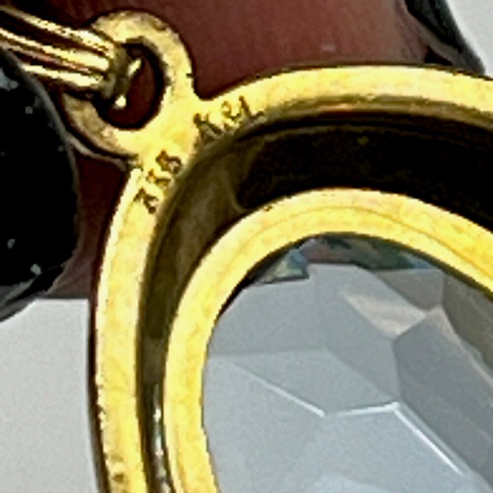 Estate Find! Blue Topaz 9kt Gold Designer Signed K&L Vintage Pendant - Picture 8 of 8